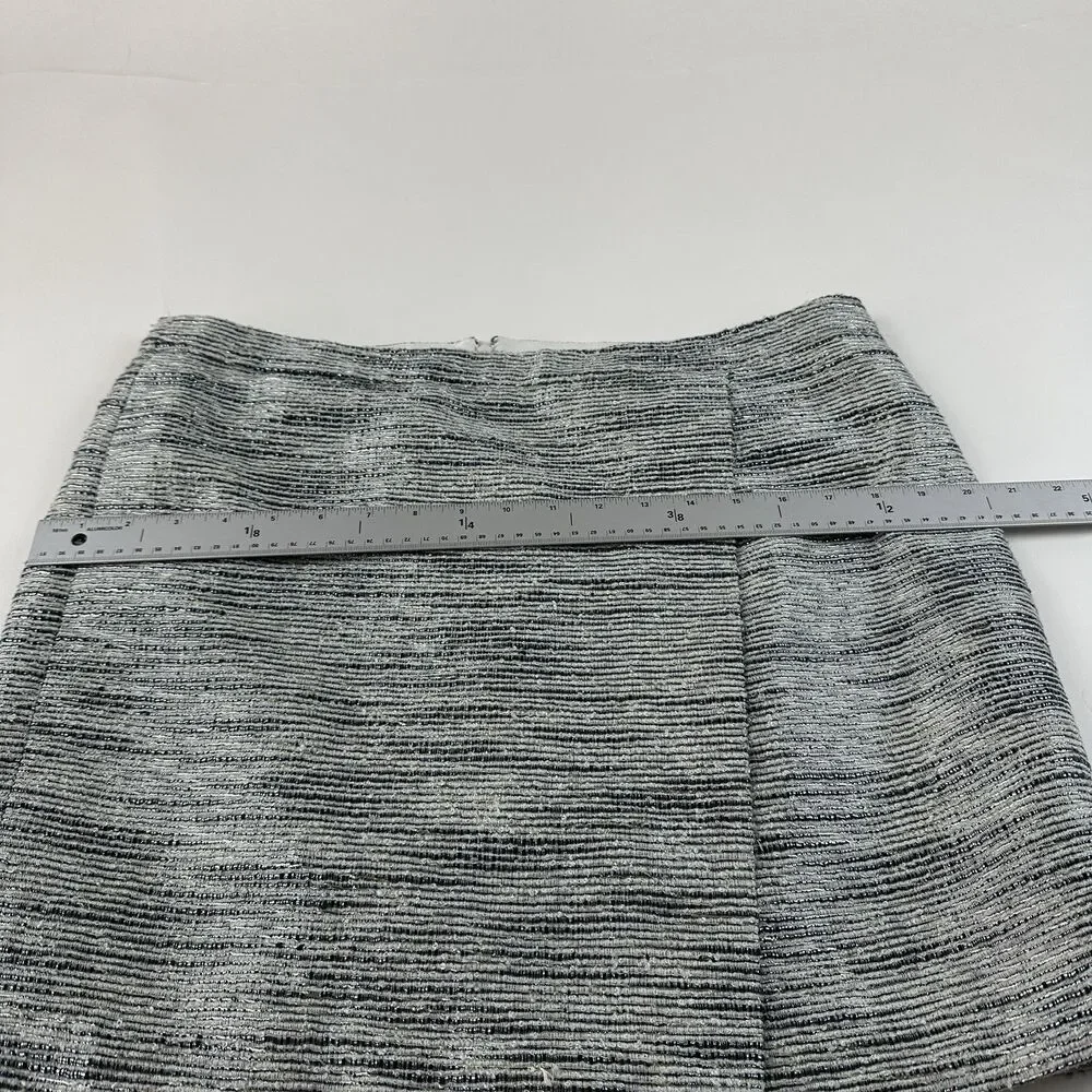 J.Crew Women's Silver Tweed Mini  Skirt Size 12 Faux Wrap Career Office Party
